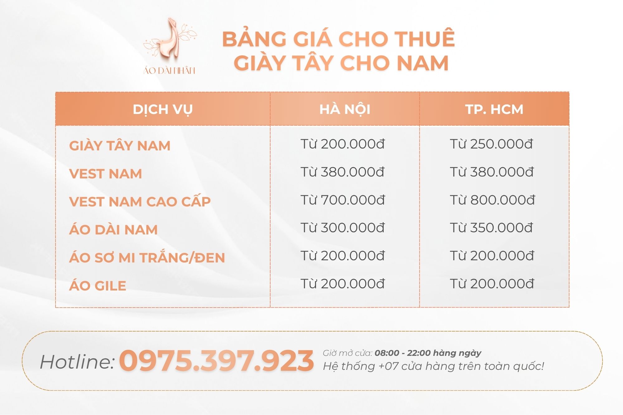 Bảng giá cho thuê giày tây nam giá rẻ, chất lượng, uy tín