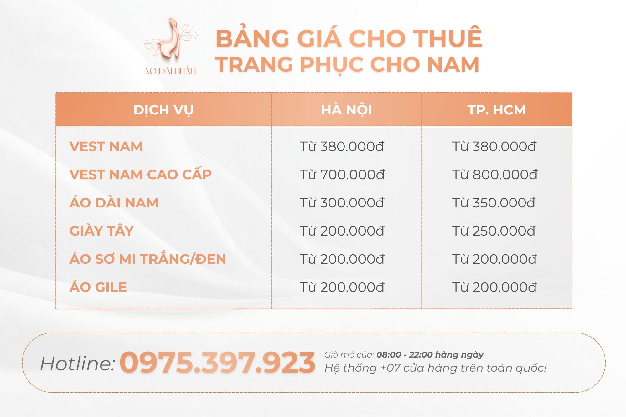 Bảng giá cho thuê vest nam đẹp, uy tín, giá rẻ, chất lượng